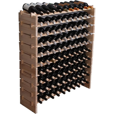 Freestanding Wooden Wine Rack, Stackable Modular Bottle Storage Shelf, Floor & Countertop Wine Holder