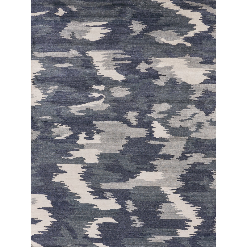 Bamboo Silk Area Rug in Navy Blue, Rectangle 6' x 9'
