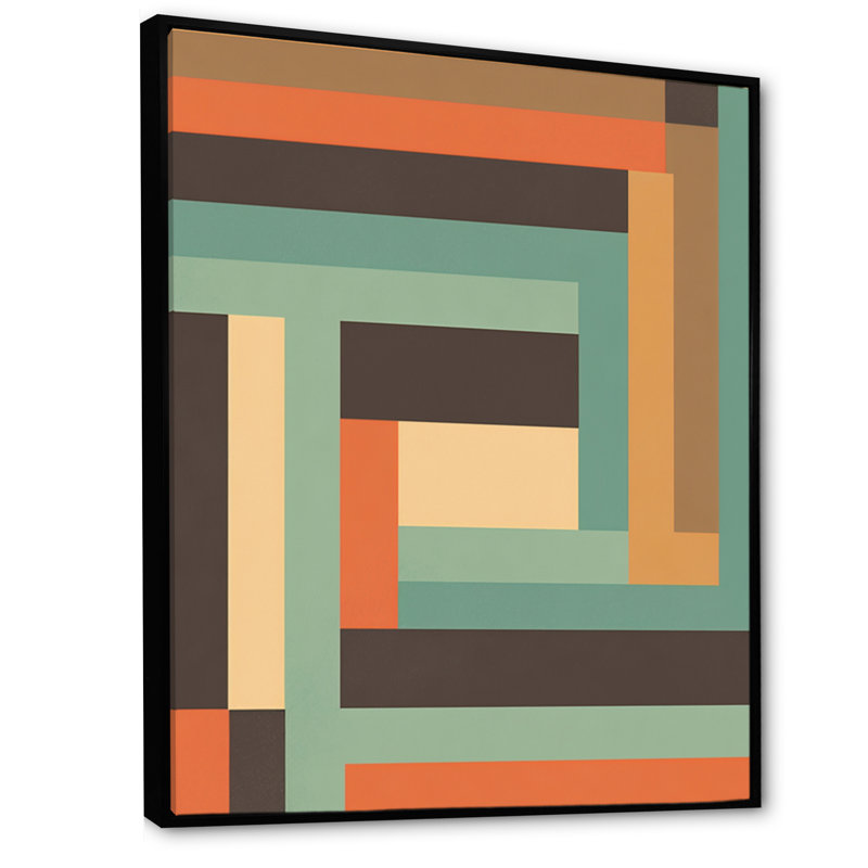 Impression de cadre flottant rétro sur toile Mid-Century, Noir, L 12 po x H 20 po