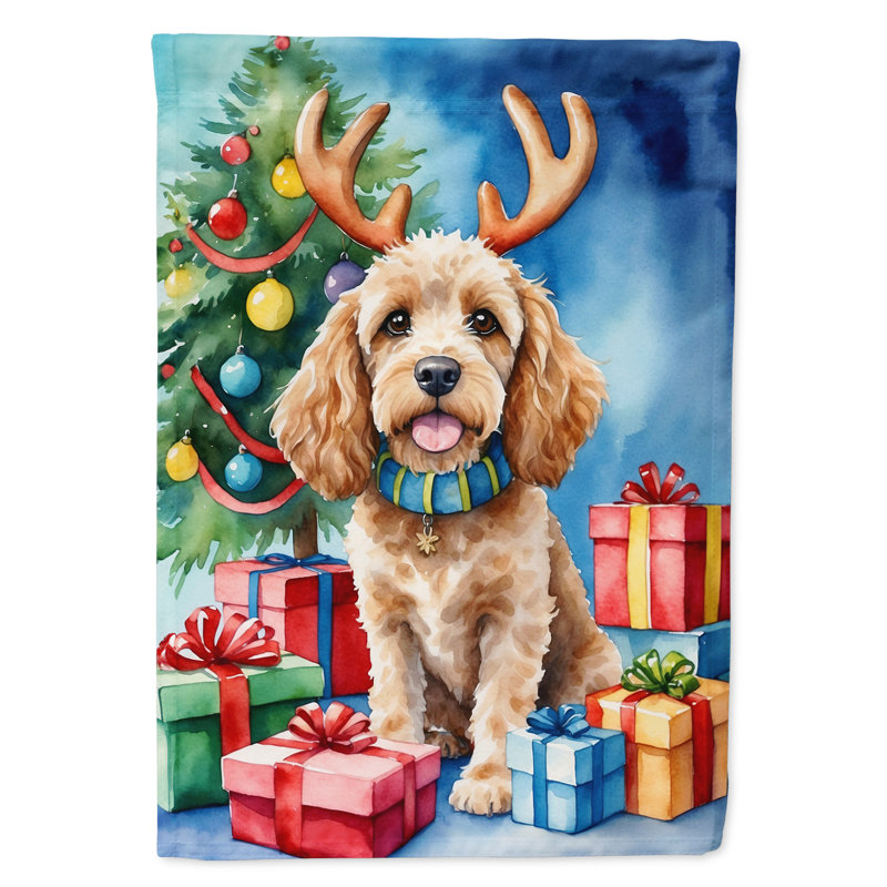 Drapeau de Noël maison de renne, Cockapoo
