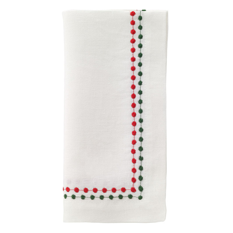 Pearls Napkins, White/Red/Green