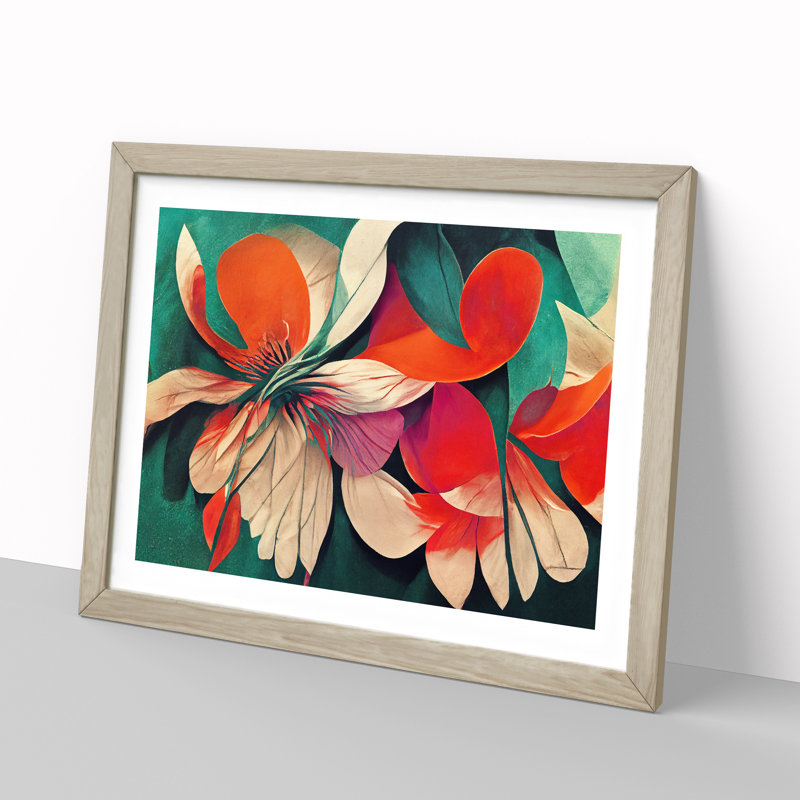 Artistic Flowers Abstract Vol.2 - Single Picture Frame Print, 34cm H x 46cm W x 2cm D, Oak Framed