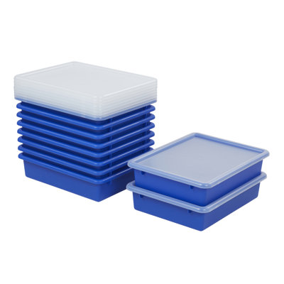 ECR4Kids Letter Size Tray with Lid, Storage Bin, 10-Piece -  ELR-20522-BL