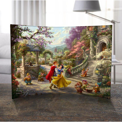 Reproduction d'acrylique incurvé Disney «La neige blanche et les sept nains dansant avec le prince»
