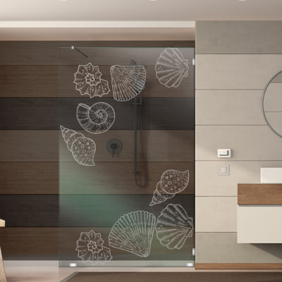 27-1/2 In W x 75 In H Fixed Tempered Glass Shower Panel with Durable Frosted Sandblasting