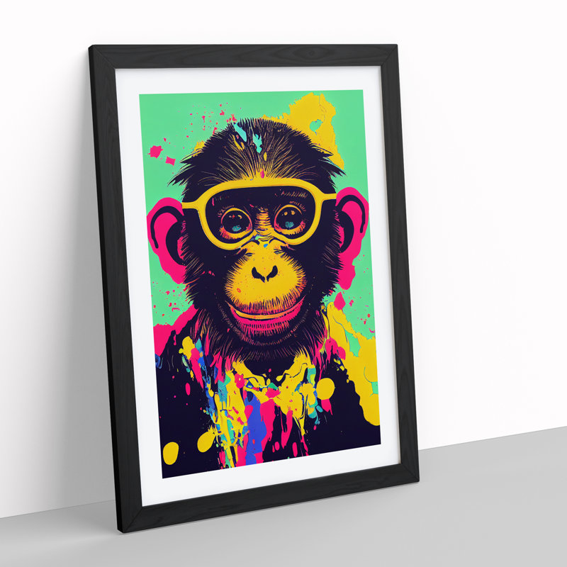 Monkey Paint Splash No.1 - Framed Print, Black, 64cm H x 46cm W