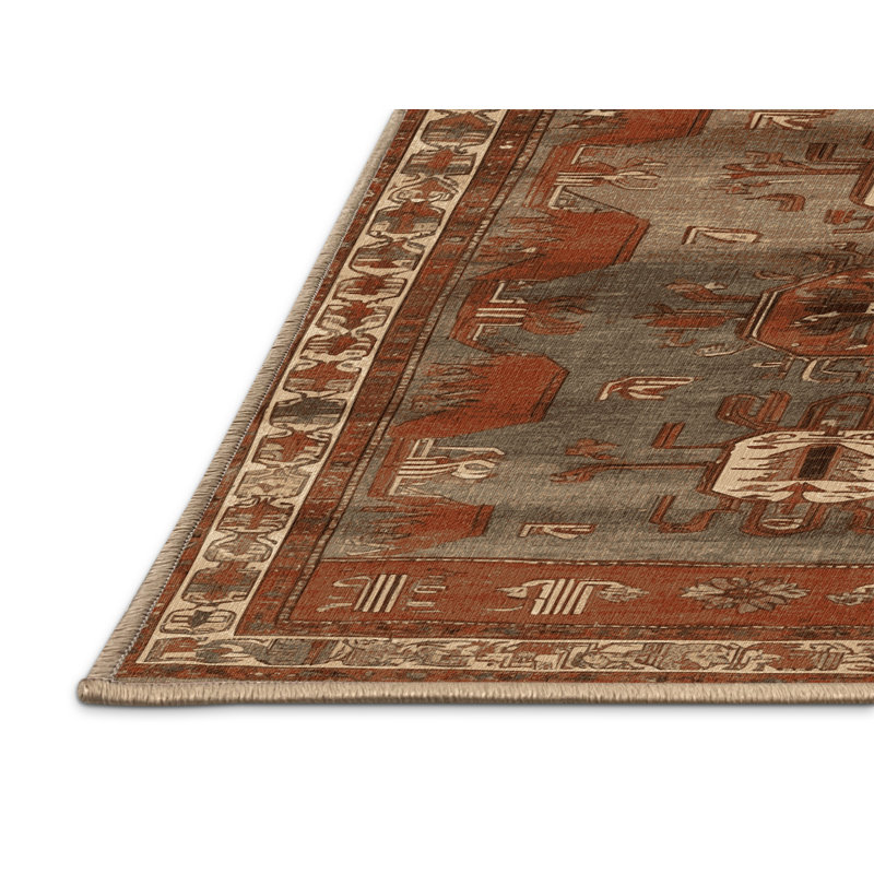 Tapis brun turc lavable à la machine, Carré 3 pi