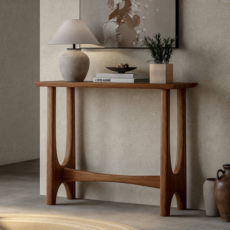 Retro simple rectangular console table, Brown