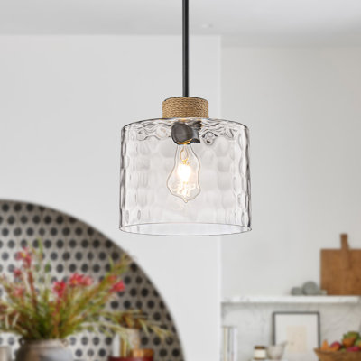 Luminaire suspendu en verre martelé 1 lumière
