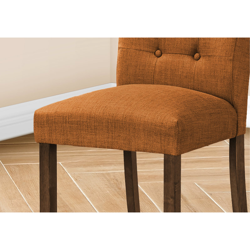 Chaises de salle à manger modernes de 38 po de 2, revêtues d'un tissu orange ravissant avec des pieds en bois de noyer fiables pour la chaise contemporaine Room 2