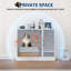 Double bac à litière pour chat, toilette cachée en bois pour chat avec rangement, ventilée, blanc et brun-129162131