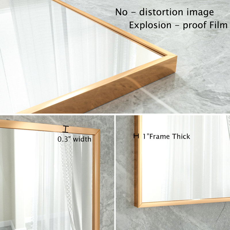 Miroir de salle de bain mural Lucson, Doré, 36 po x 24 po