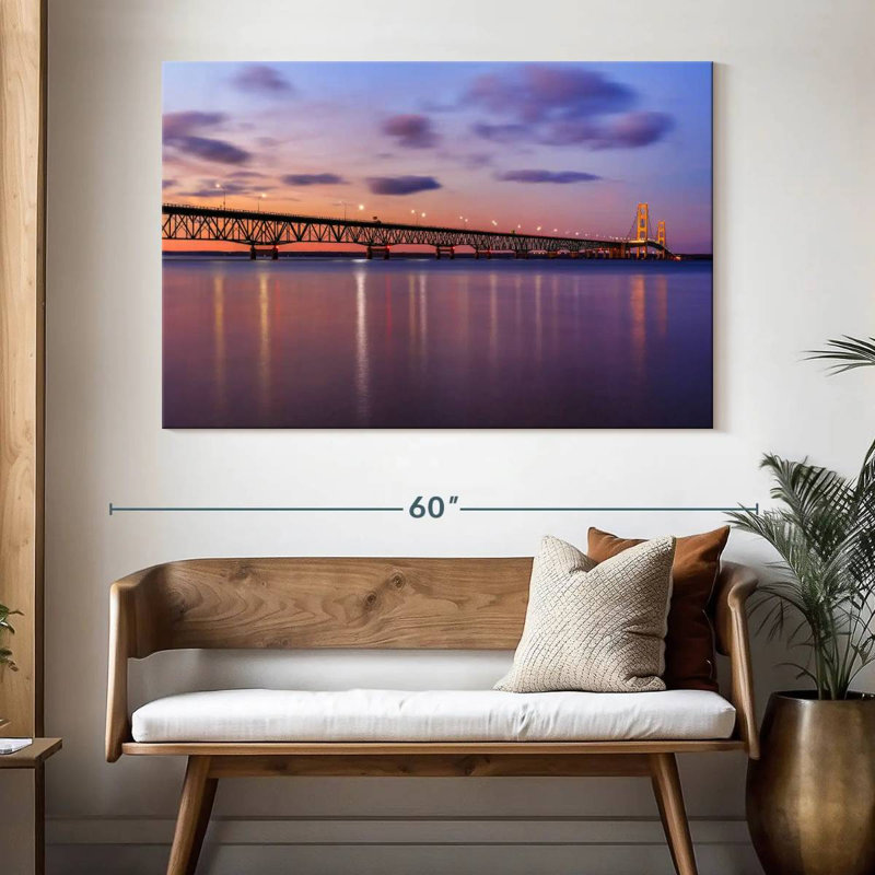 Lilie Mackinac Bridge au crépuscule, H 34 po x l 51 po