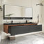 Meuble-lavabo double 72 po avec plateau en résine-117167517