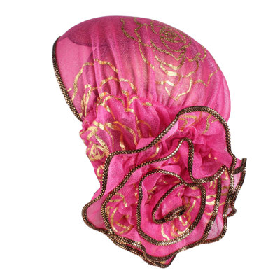 Elegant Floral Lace Headscarf Hats Exclusive For Women Elastic Breathable Polyester Gauze With Ruffled Edges