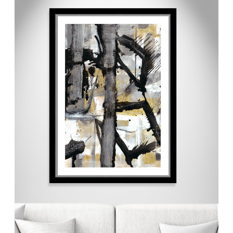 Impression encadrée Golden Remeberance, Cadre noir et argent, H 31,75 po x l 43,75 po x P 1,13 po
