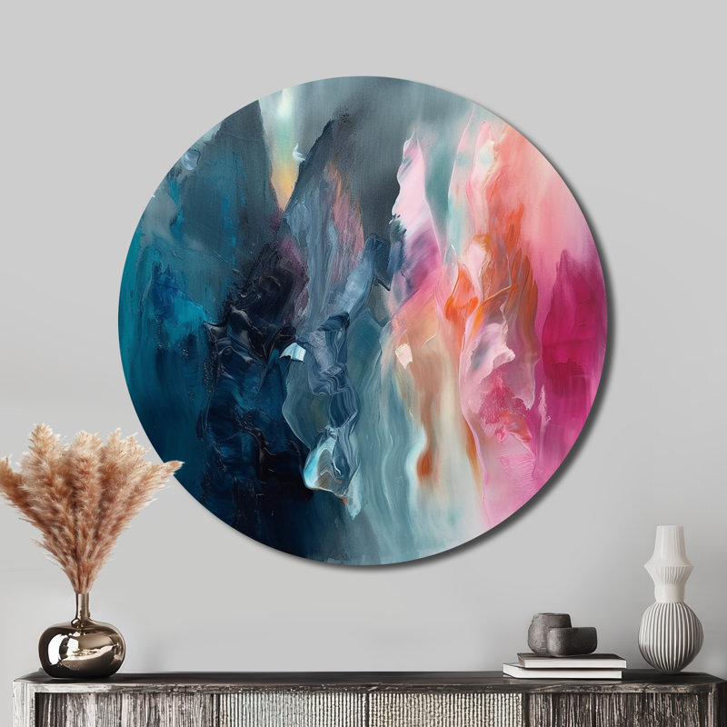 Chinwe - Art abstrait rond en métal, H 29 po x l 29 po