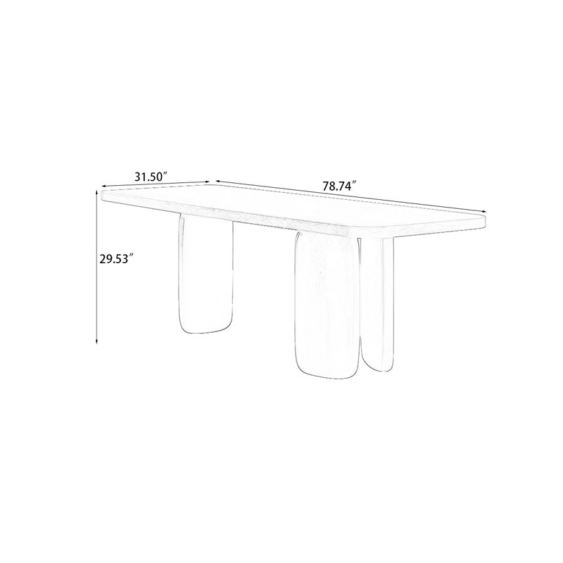 Table de salle à manger rectangulaire noire, H 29,53 po x L 31,50 po x l 78,74 po