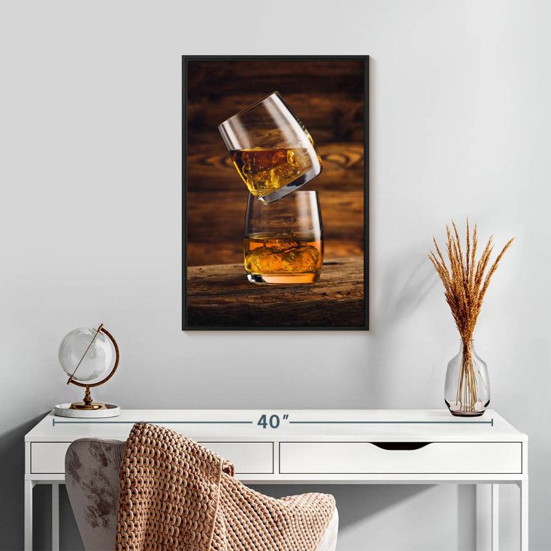 Whisky On Whisky, Cadre flottant noir, 17 po x 25 po