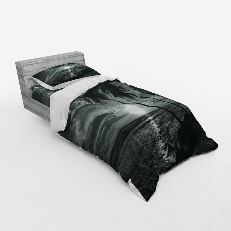 Ensemble de housse de couette en microfibre noir / blanc, Housse de couette simple + 6 pièces supplémentai