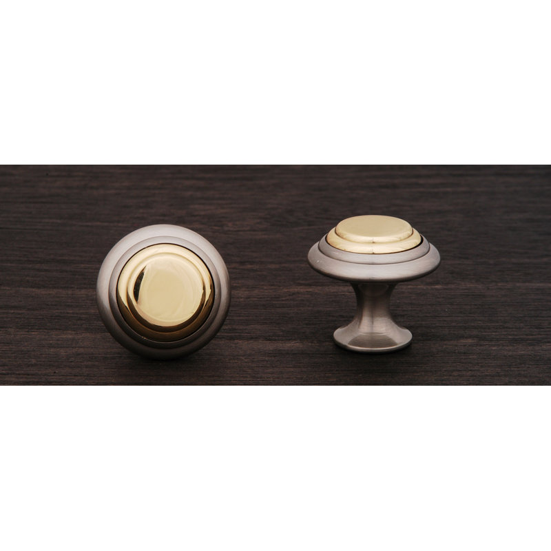 CK Series 1 1/4" Diameter Mushroom Knob, Satin Nickel (Pewter) / Brass
