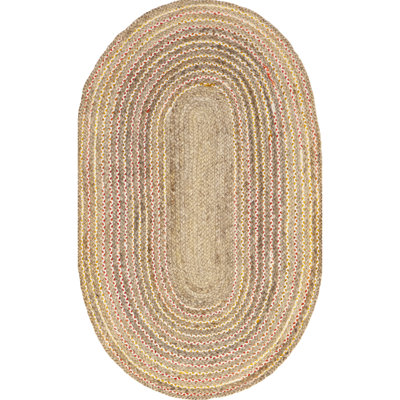 Sassone Handmade Braided Jute Beige/Brown Rug