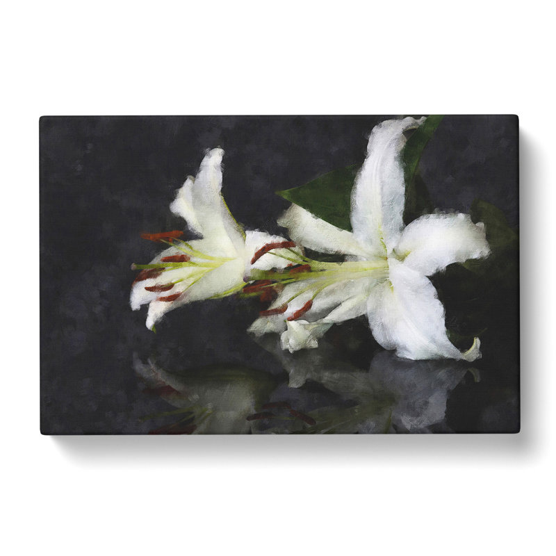White Lily Flowers - Wrapped Canvas, 40cm H x 60cm W x 3cm D
