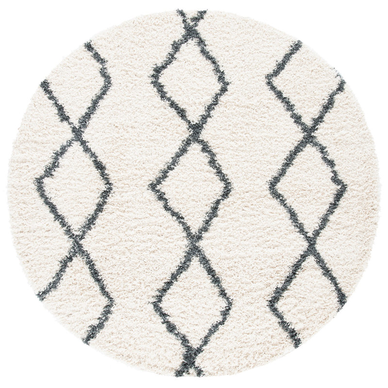 Minna Shag 600 Performance Geometric Rug, Round 6'7"