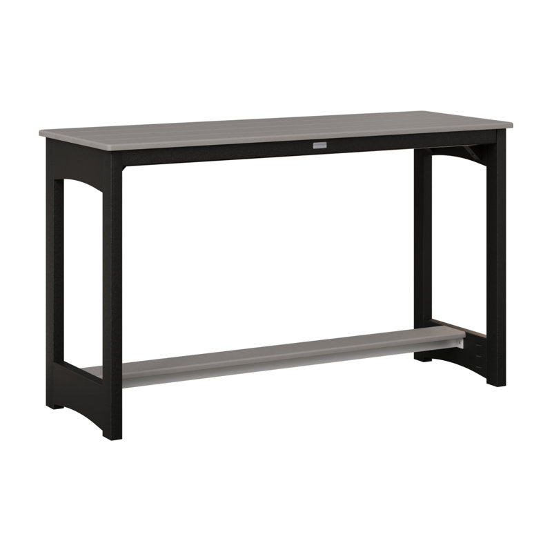 Balcony Outdoor Bar Table, Black, 35.5" H x 60" W x 22" D, Light Gray