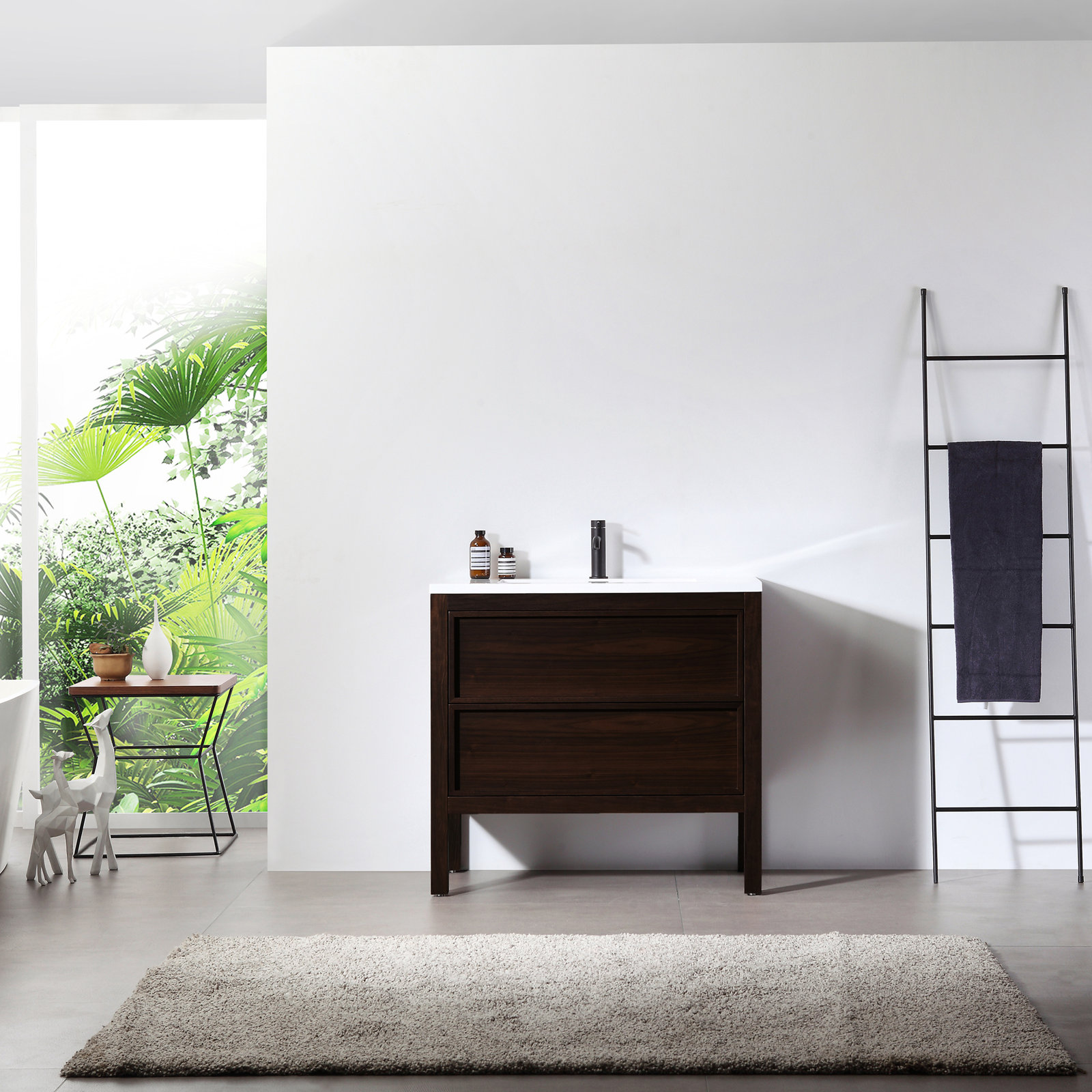 Gonzalo 36'' Single Bathroom Vanity, Dark Walnut