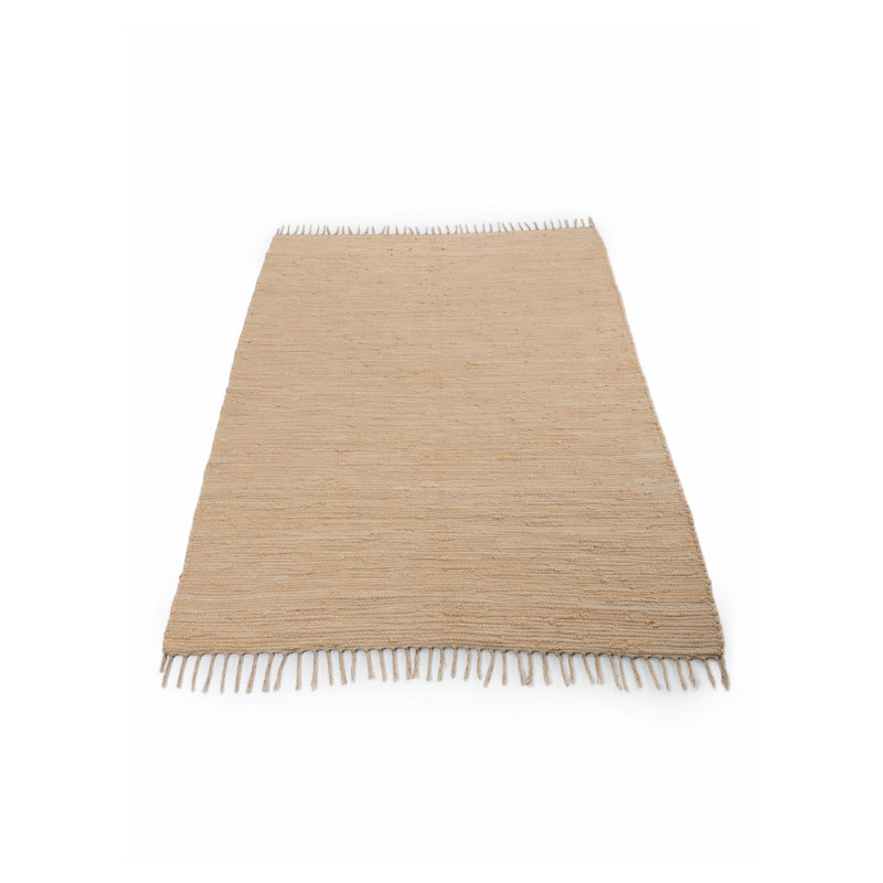 Chindi Uni Solid Colour Hand Crafted Hand Braided Beige Area Rug, Rectangle 120 x 170cm
