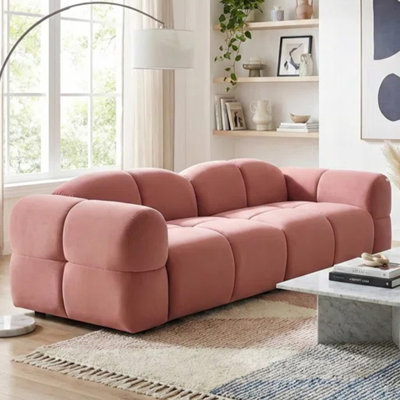 Modern Upholstered Sofa With Elegantly Rounded Arms, Designed As True Showpiece