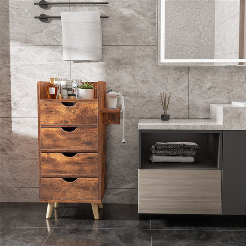 Rustic Brown 4-Layer Salon Styling Storage Station W/4 Drawers