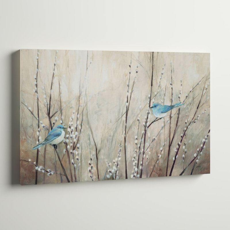 « Pretty Blue Birds » par Julia Purinton - reproduction sur toile, H 30 po x l 47 po x P 2 po