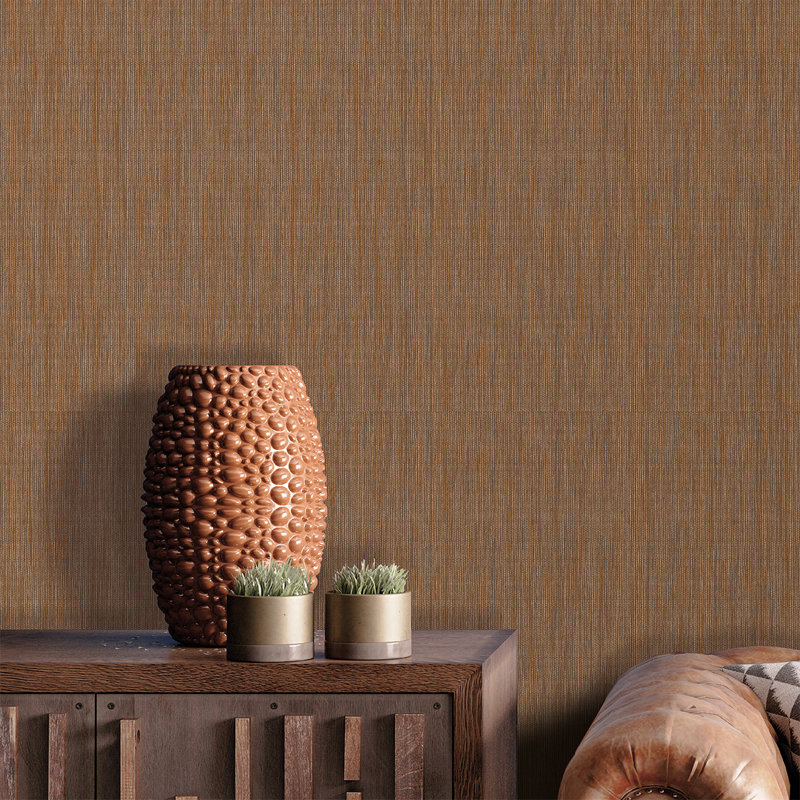 Papier peint brun Rafia Grasscloth, Brun