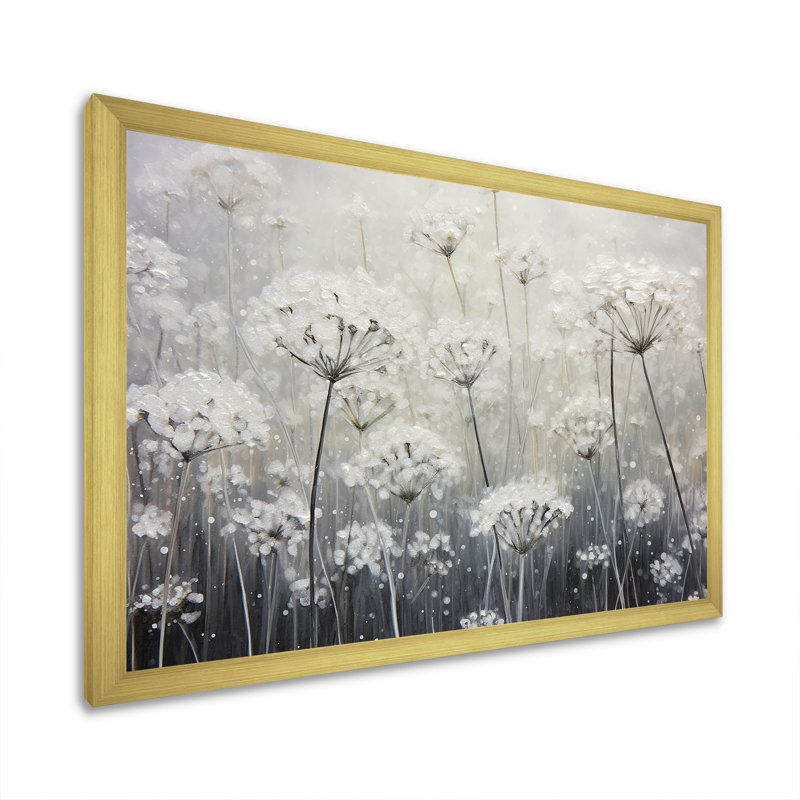 Champ floral opalescent brumeux I, Cadre doré simple, H 30 po x l 40 po x P 1,5 po