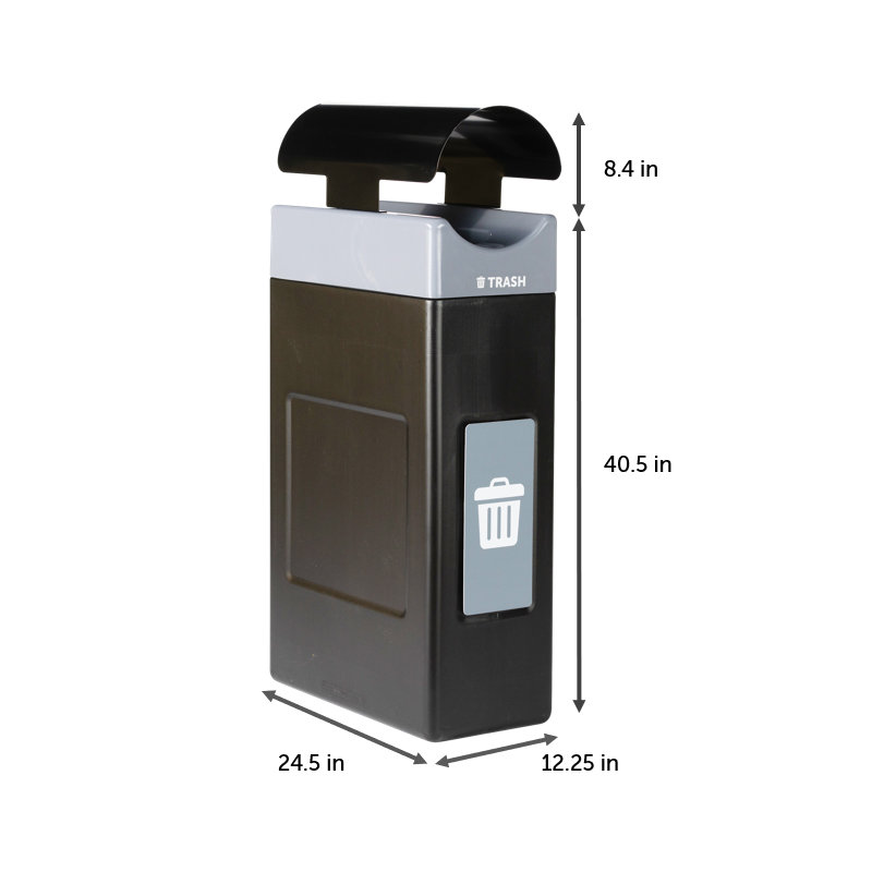 Poubelle commerciale Avante, unité étroite avec couvercle de pavillon, doublure incluse, 30