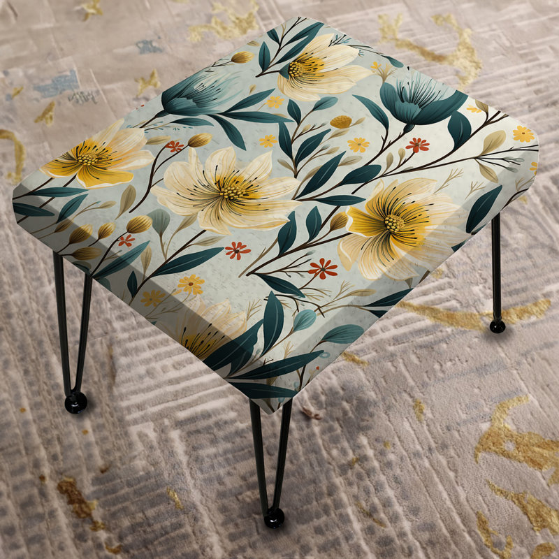 Ethereal Botanicals Peonies Pattern - Floral Rectangle Ottoman