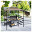 Pavillon de jardin à deux niveaux de 8 pi x 5 pi avec auvent latéral réglable, tablettes de rangement et crochets pour terrasse et patio Outsunny, brun
