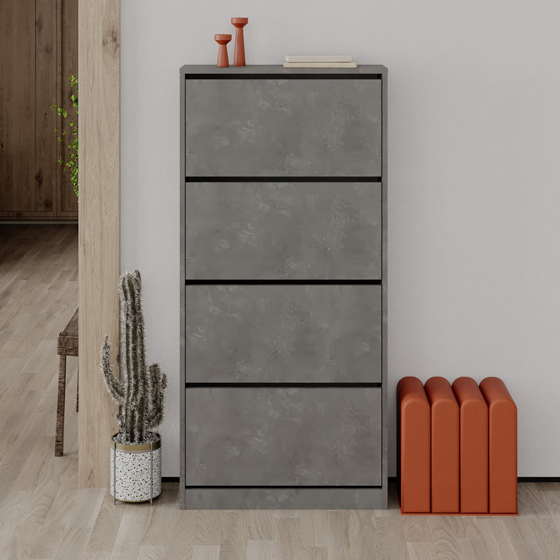 12 Pair Shoe Storage Cabinet, Retro Grey