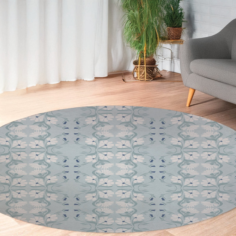 Groovy Flowers Area Rug, Round 5'