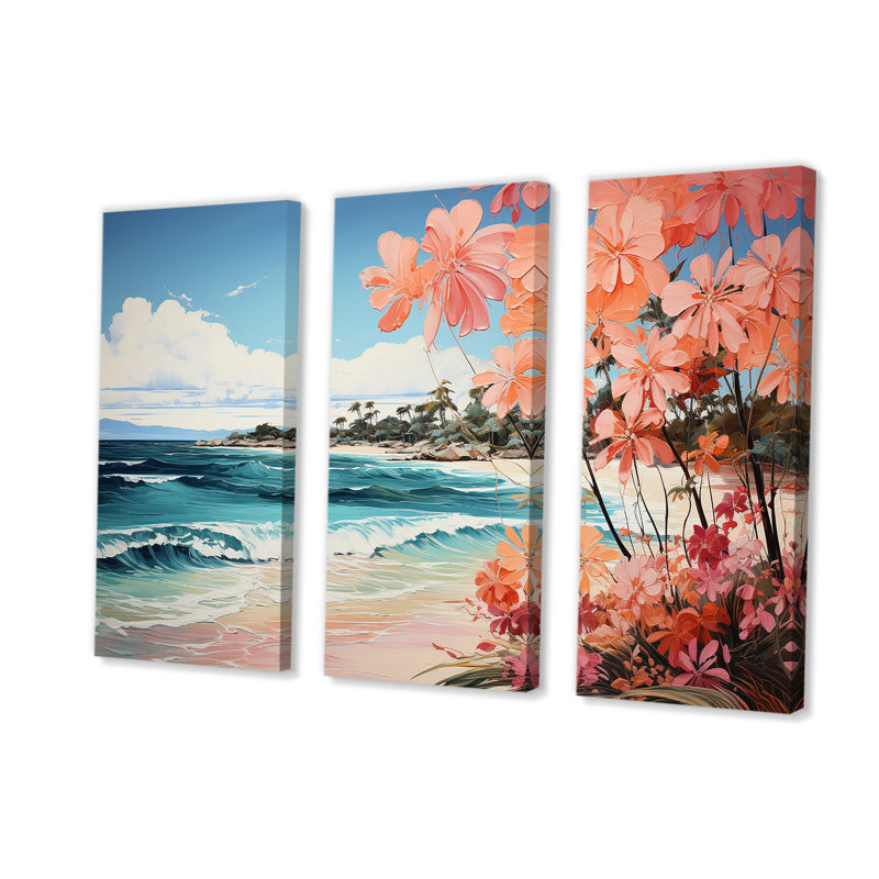Tropical Beach Escape 4 - art mural bord de mer tropical, Toile tendue, H 32 po x l 48 po x P 1 po