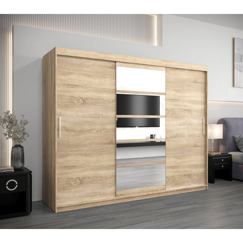 Attif 3 Door Manufactured Wood Wardrobe, Sonoma Oak