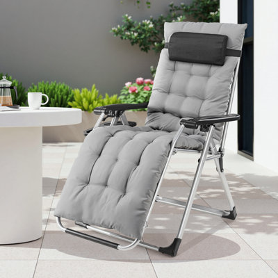 Padded Zero Gravity Folding Chair, Patio Lawn and Beach Chair with Cup Holder, Removable Cushion Chair by Arlmont & Co.
