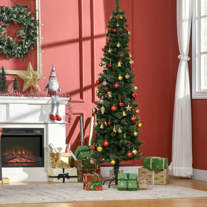 Arbre de Noël artificiel vert 7,5 pi avec aiguilles de pin et pommes de pin