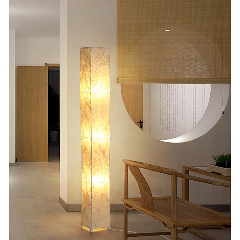 Japanese-Style Metal & Sisal Floor Lamp