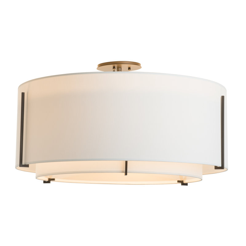 Exos 3 - Light Semi Flush Mount, 15.8" H x 29.3" W x 29.3" D, Natural Anna, Dark Smoke