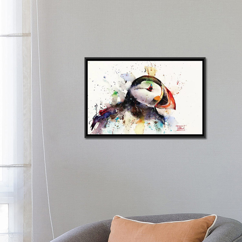 « puffin' » par dean crouser,, reproduction d’impression sur toile tendue, H 18 po x l 26 po x P 1,5 po, Pas de tapis