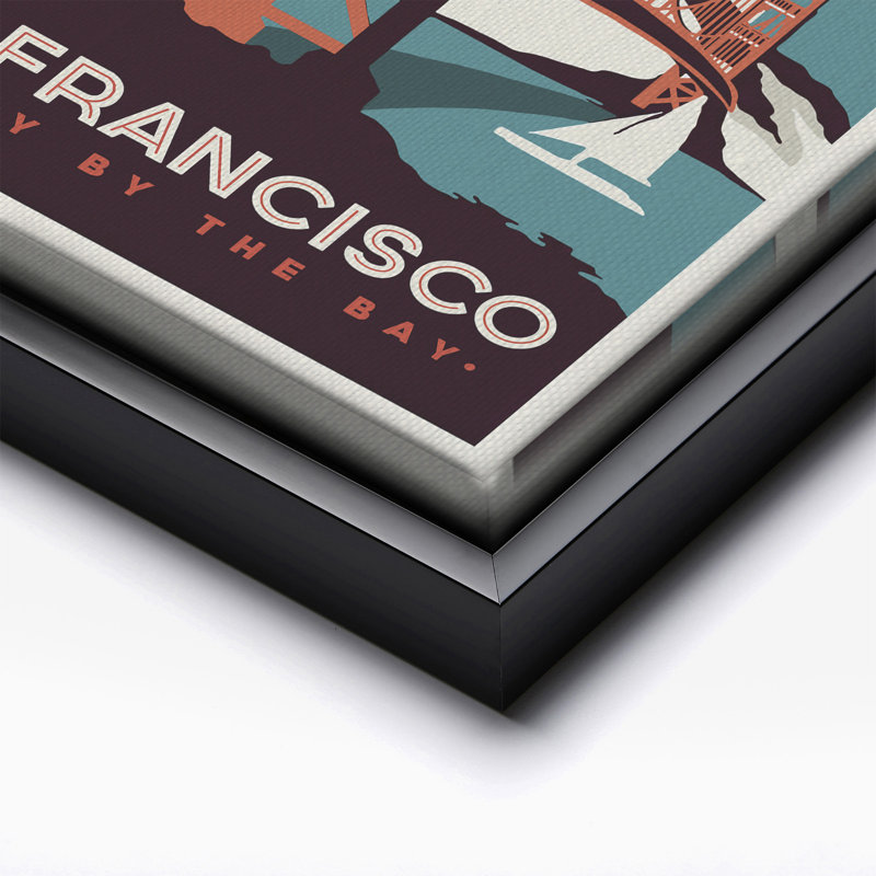 San Francisco The City By The Bay, Cadre noir, Canevas, H 12 po x l 16 po