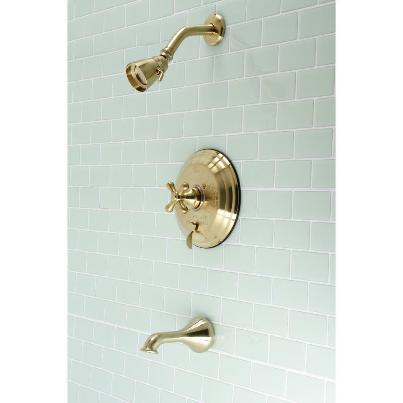 Robinet de baignoire et douche à pression équilibrée Kingston, Laiton brossé